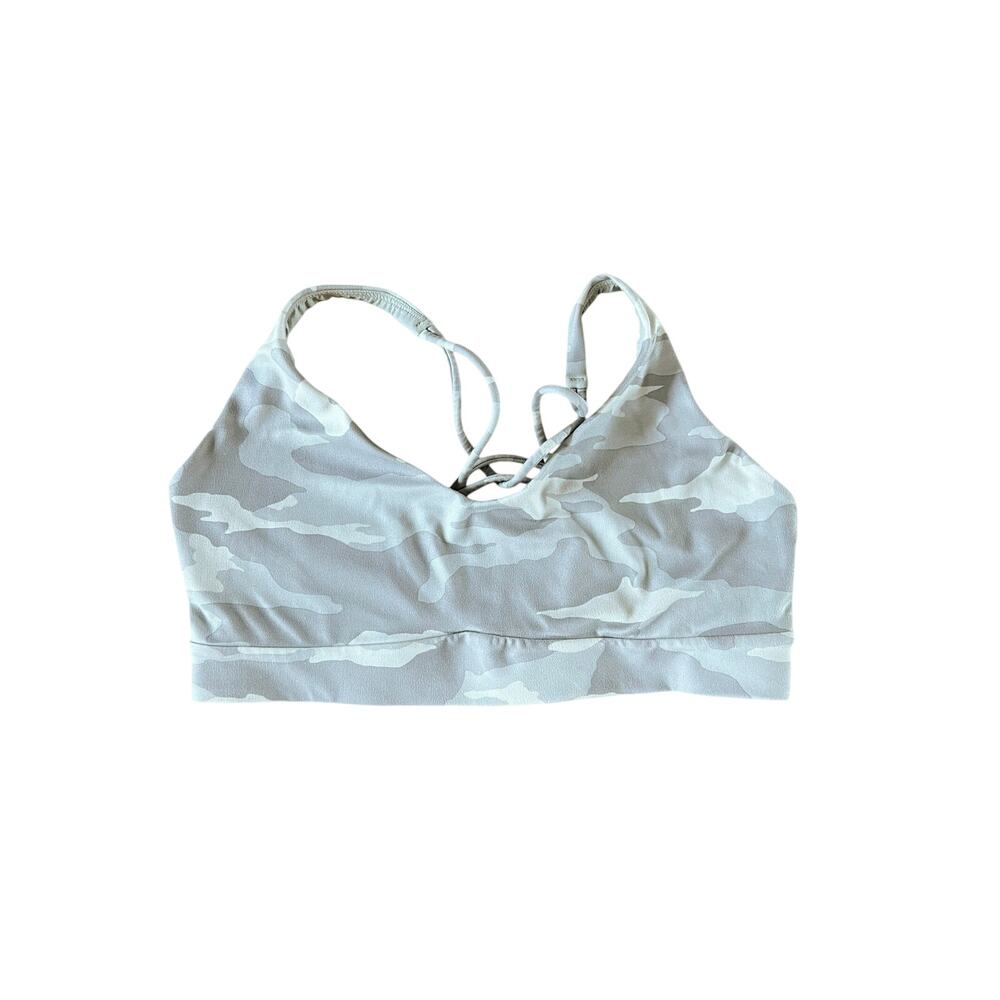 ATHLETA Camo Warrior Bra Gray White Strappy | Women's Medium